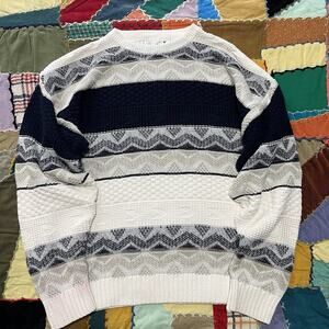 Vintage Jed Navy and White Striped Knitted Sweater Medium